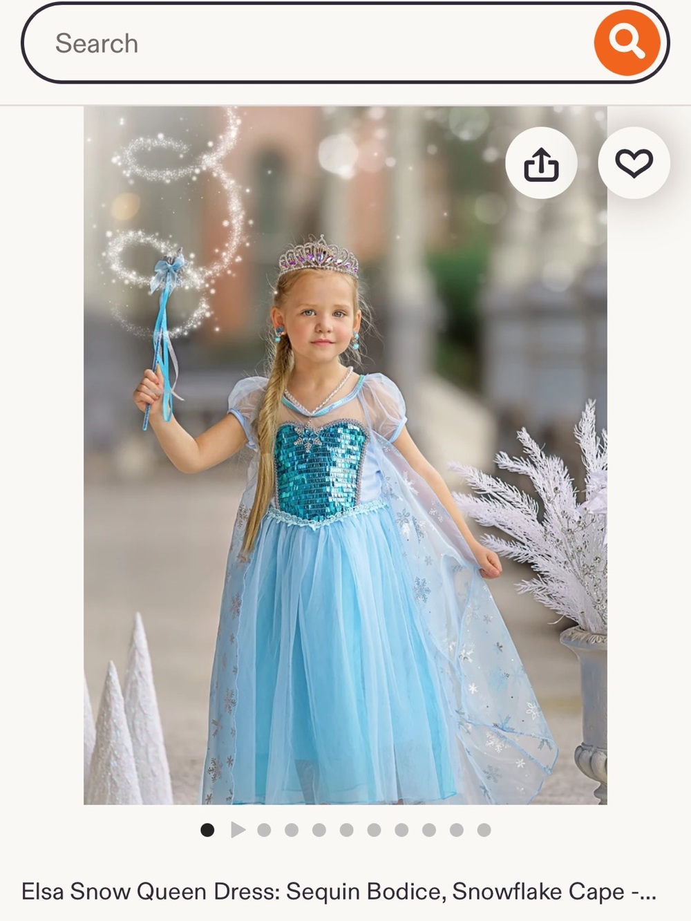 Elsa Snow Queen Sequin Dress for Kids - Ice Princess Costume size 2-3T